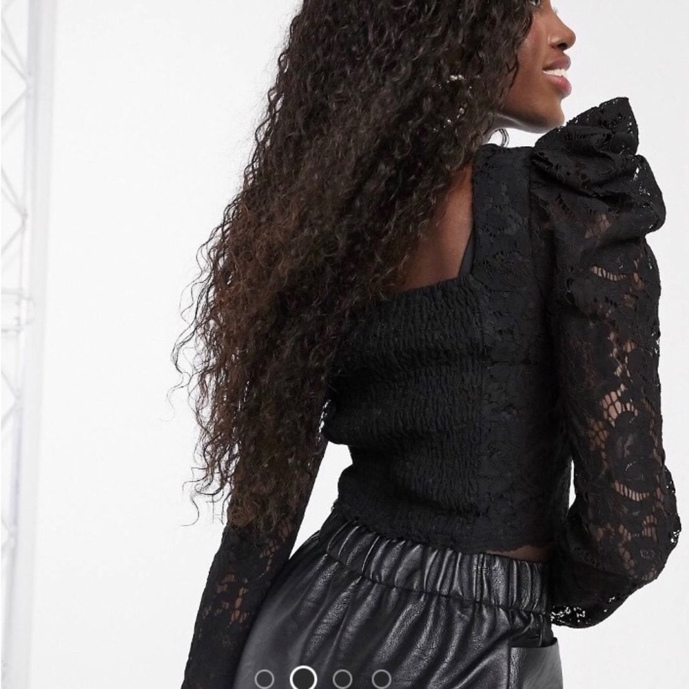 Outrageous Fortune black lace cropped shirt long sleeved from ASOS